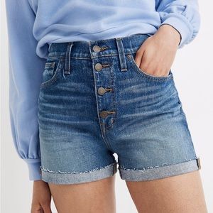 Madewell High-Rise Denim Shorts in Burke Wash: Button-Front Edition